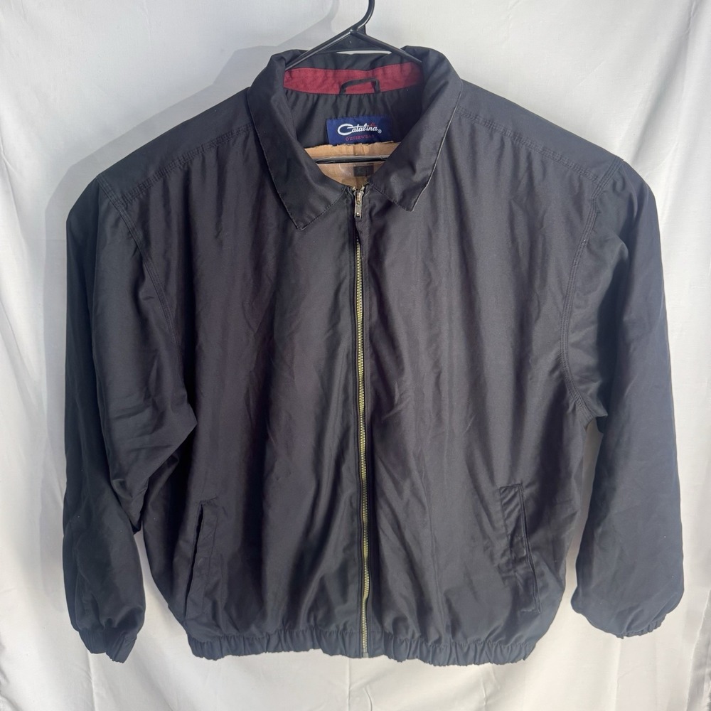 Vintage Catalina Jacket Men's XLT Black Herrington Bomber Grandpa Windbreaker